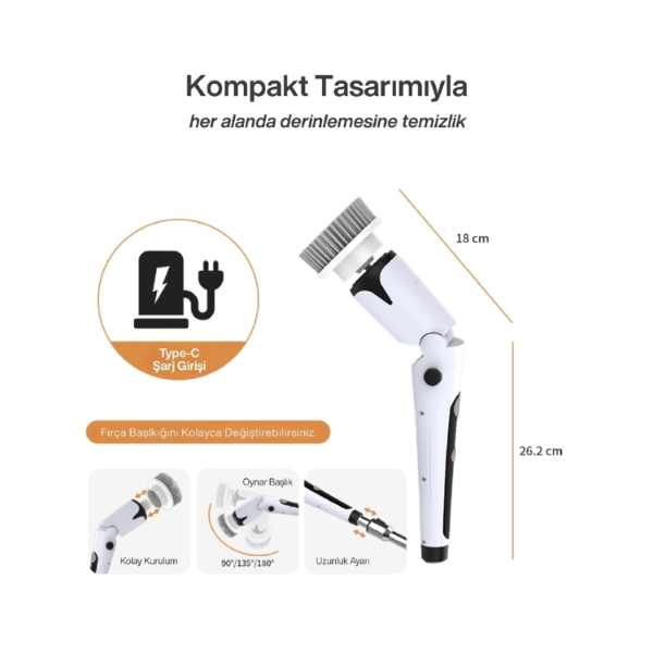 Portatif Şarjlı Temizleme Fırçası  - 5