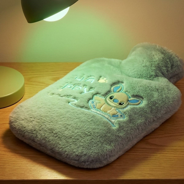 Stitch Figürlü Gri Peluş Sıcak Su Torbası 1 Litre - 3