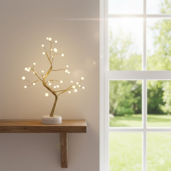 Masaüstü Boncuklu Şarjlı Ağaç Lamba  - 2