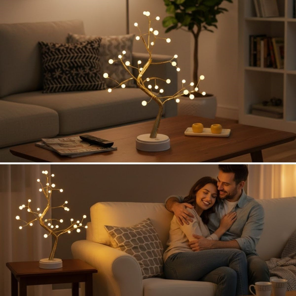 Masaüstü Boncuklu Şarjlı Ağaç Lamba  - 3