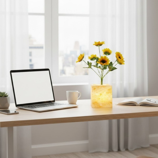 Sarı Saksılı LED Yapay Çiçek  - 2