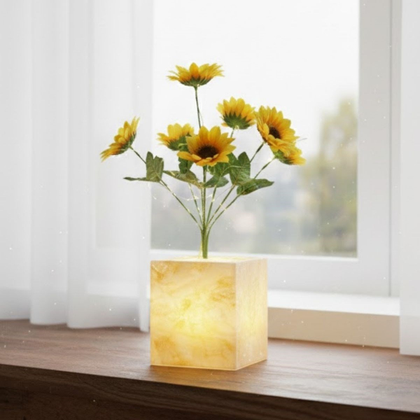 Sarı Saksılı LED Yapay Çiçek  - 3