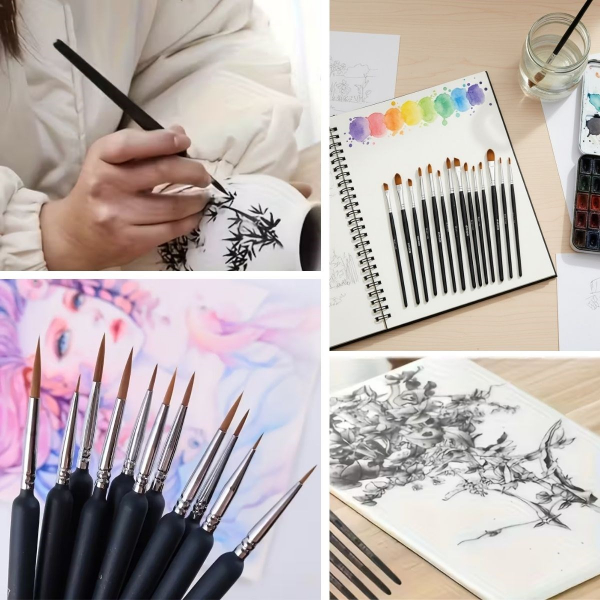 10 Adet Hobi ve Araba İnce Detay Rötuş Fırça Seti  - 4