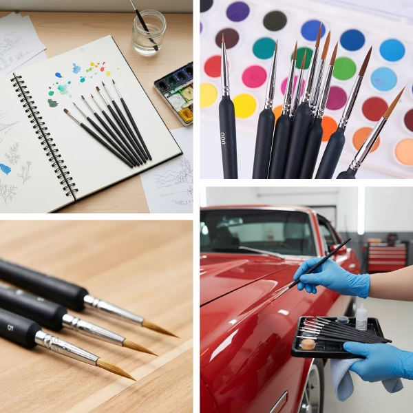10 Adet Hobi ve Araba İnce Detay Rötuş Fırça Seti  - 2