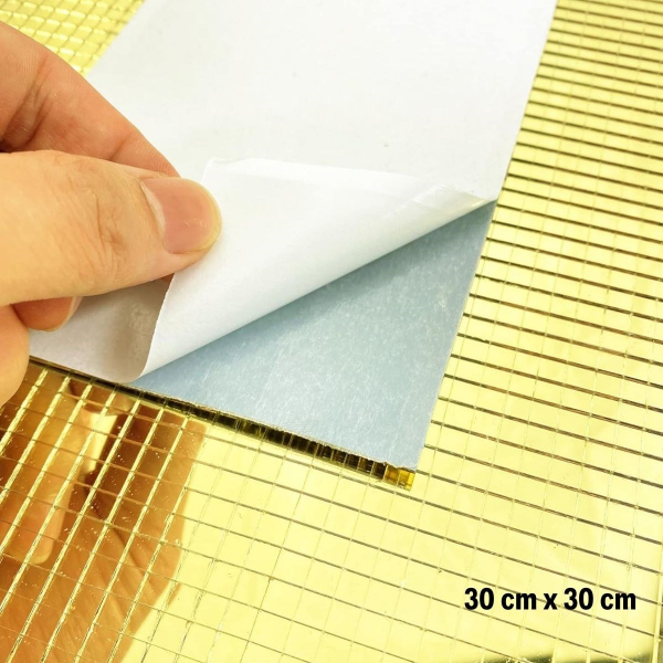 Kendinden Yapışkanlı Aynalı Kare Gold Sticker 30x30 Cm - 4