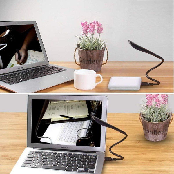 Kompakt USB Siyah 14 Ledli 3 Kademeli Dokunmatik Okuma Lambası - 4