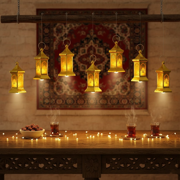 Ramazan Temalı Altıgen Kubbe LED Lamba  - 4