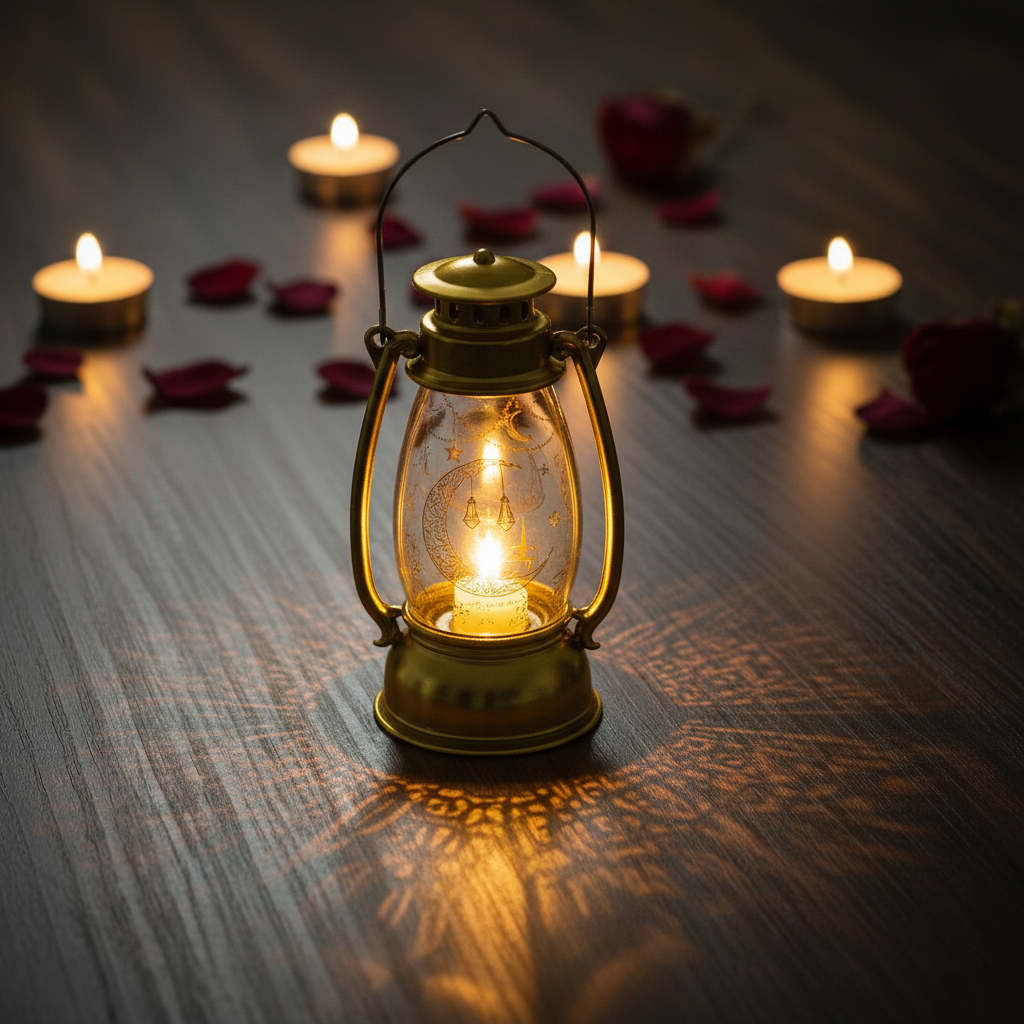 Ramazan Temalı Gold Gaz Lambası LED Işık  - 2