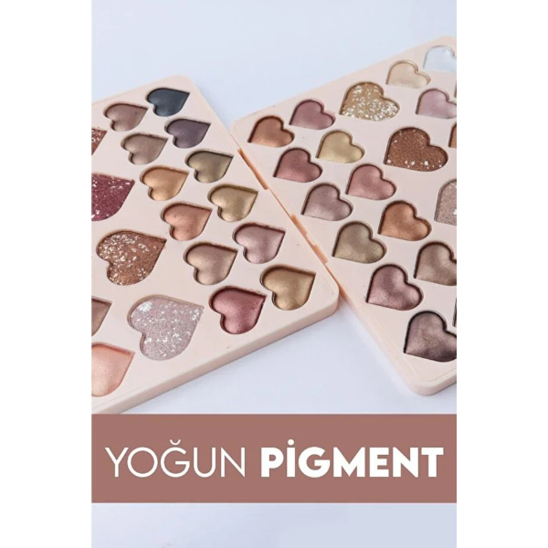 28'li Sedefli Shine Kalp Far Paleti - 2'li Set