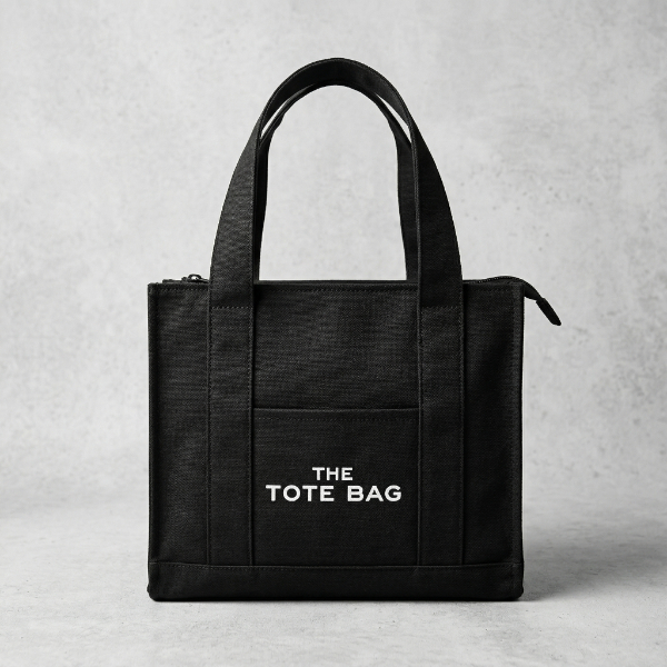 Siyah Kanvas Yumuşak Kol Çantası The Tote Bag 