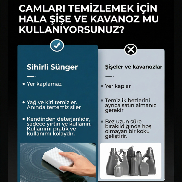 Magic Eraser Araç Cam Yağ Filmi Temizleme Süngeri - 4