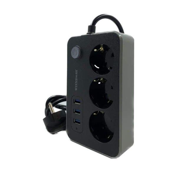 Akım Korumalı 3 Prizli 3 USB Girişli Uzatma Kablosu  - 2