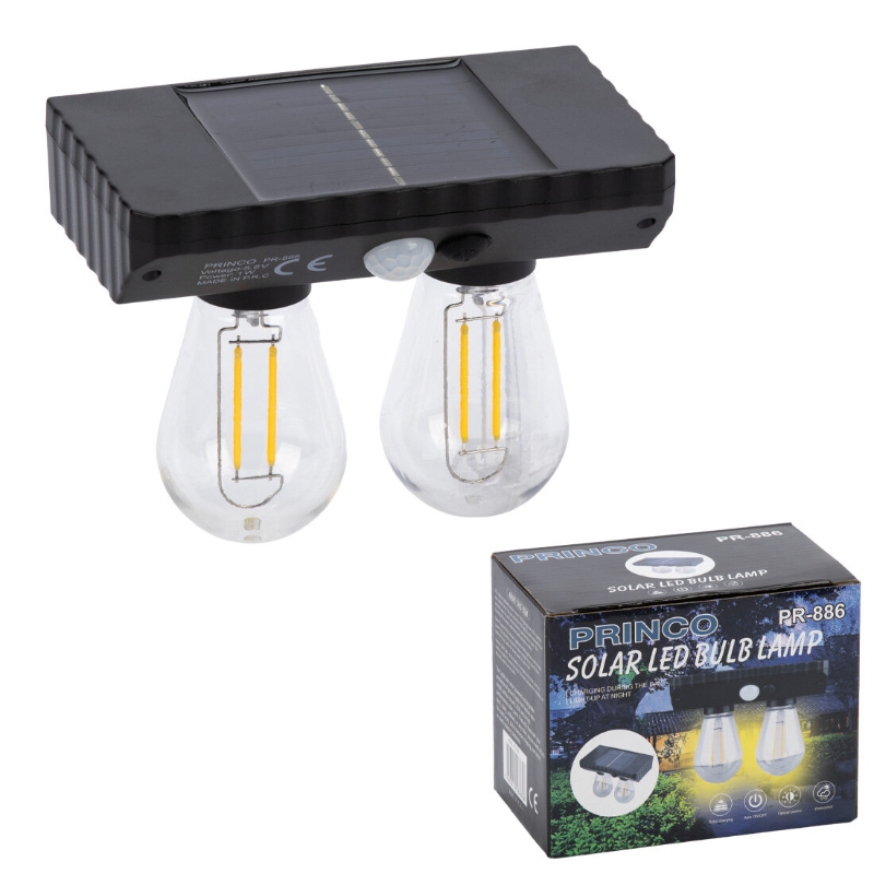 Sensörlü Solar İkili LED Ampul Lamba - Çift Başlıklı - Güneş Enerjili Aydınlatma - 3