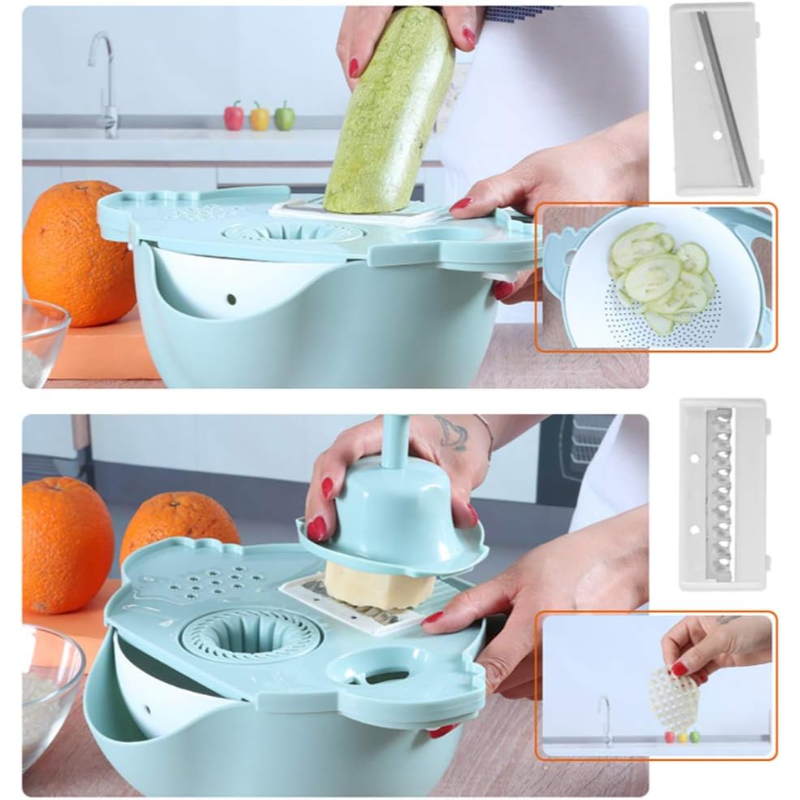 Çok Fonksiyonlu Salata Aparatı - Süzgeçli Doğrayıcı Kase  - 5