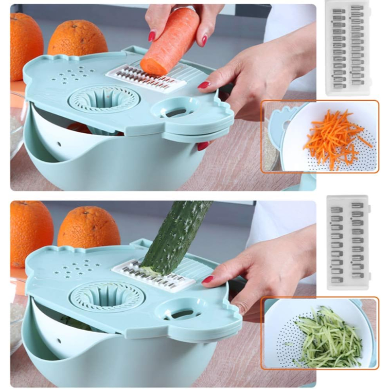 Çok Fonksiyonlu Salata Aparatı - Süzgeçli Doğrayıcı Kase  - 4