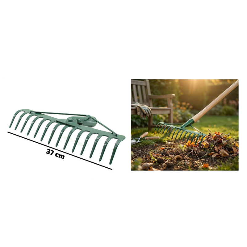 14 Dişli Metal Bahçe Tırmığı - 37 cm Genişlik - Dayanıklı Yapı - 2
