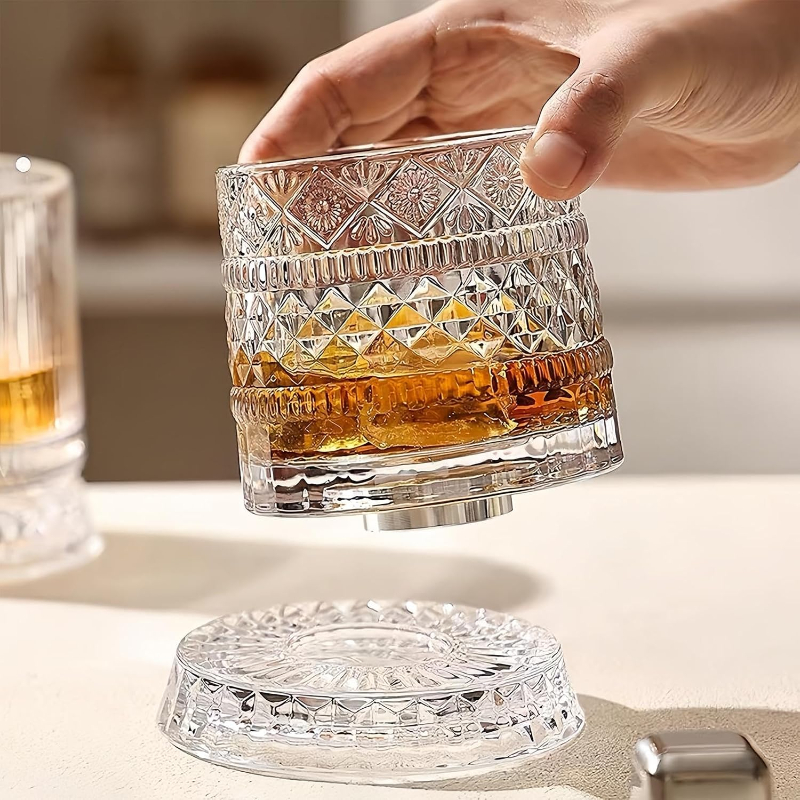 360 Derece Dönen Bardak - 280 ml - Kristal Cam 