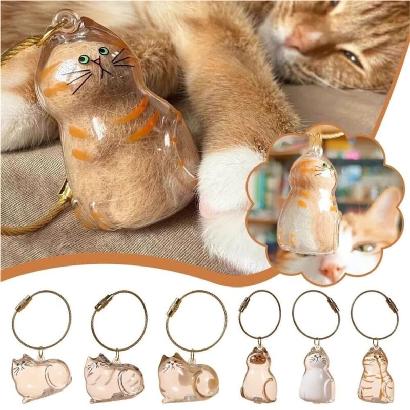 Kedi Şeffaf Anı Anahtarlığı - Kedi Figürlü - Karışık Model 