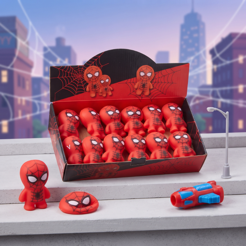 Ethab Ticaret Glbl-Tstil4136 Spider-Man Squishy - 12 Li Paket - Yumuşak Oyuncak