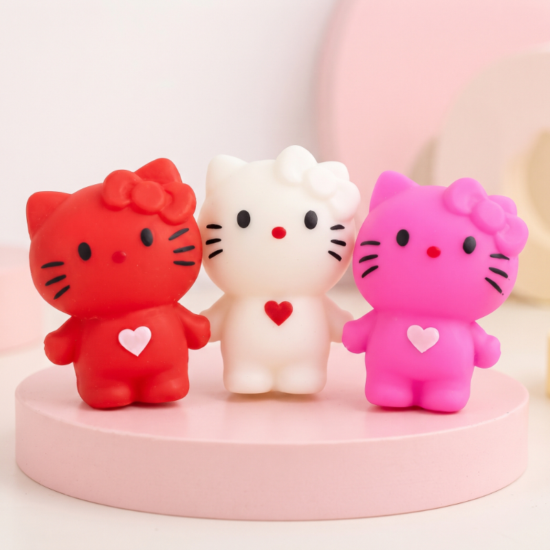 Ethab Ticaret Glbl-Tstil4136 Hello Kitty Tasarımlı Squishy - 12 Li Paket - Karışık Renk - Yumuşak Oyuncak